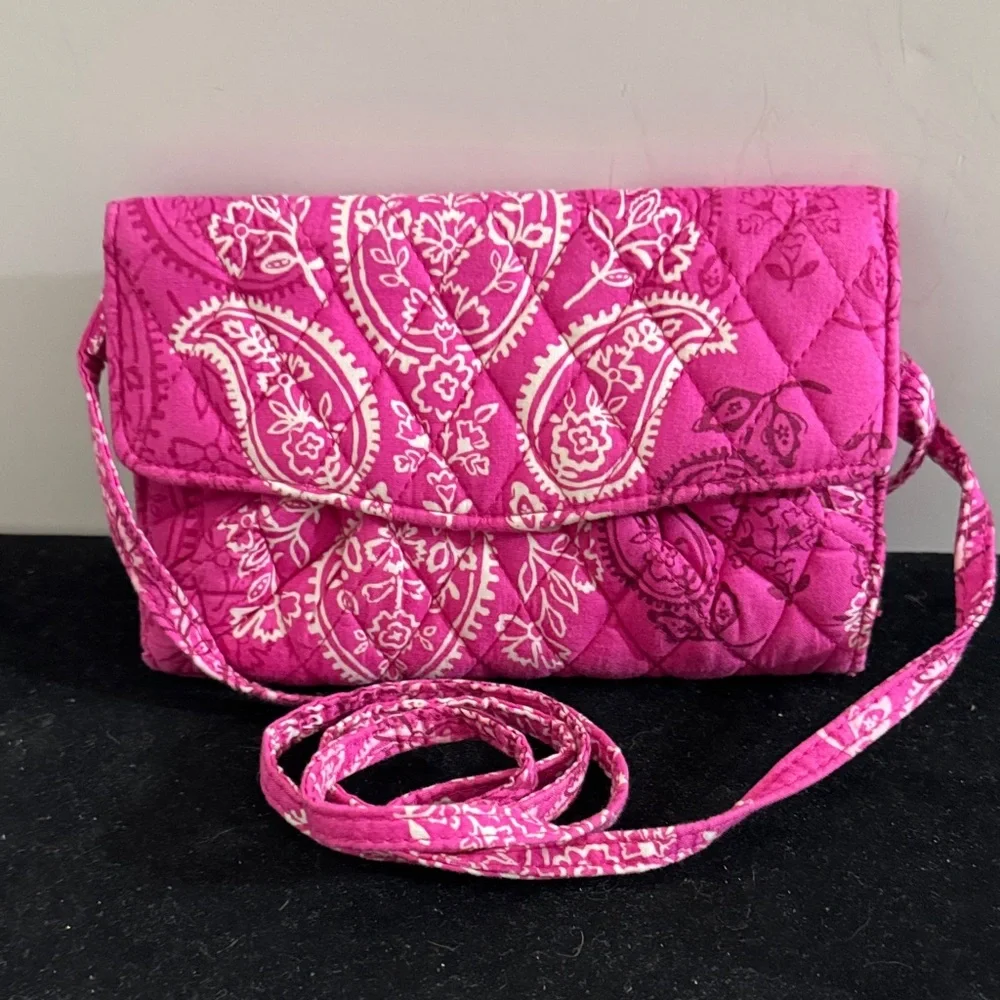 Vera Bradley Petite Crossbody Stamped Paisley Wallet